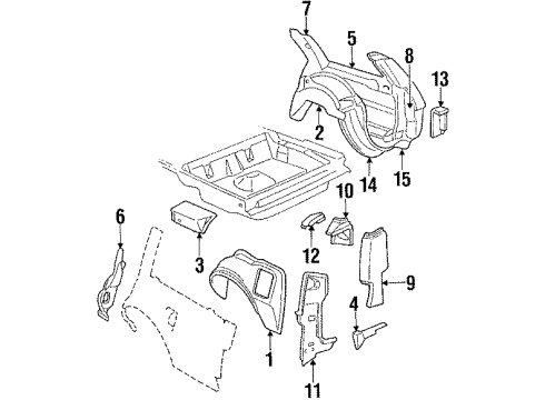 1986 Pontiac Parisienne Quarter Panel - Inner Components PANEL, Rear Wheelhouse Diagram for 3529910