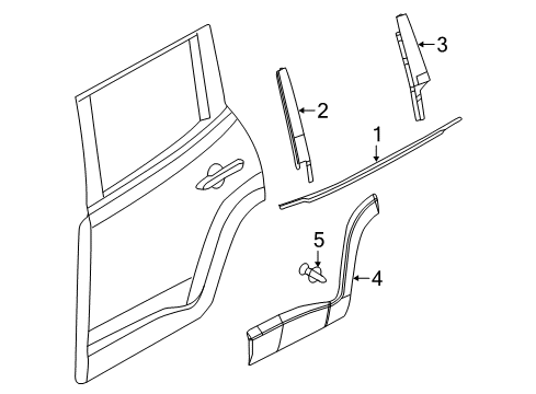 2021 Jeep Renegade Exterior Trim - Rear Door APPLIQUE-B Pillar Diagram for 68431528AA