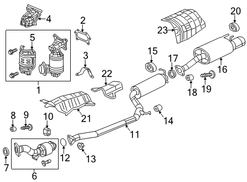 2013 Honda Civic Exhaust Components Converter Diagram for 18160-R2A-M00