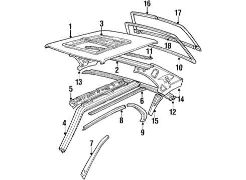 1984 BMW 733i Roof & Components Moulding Left Diagram for 51131848799