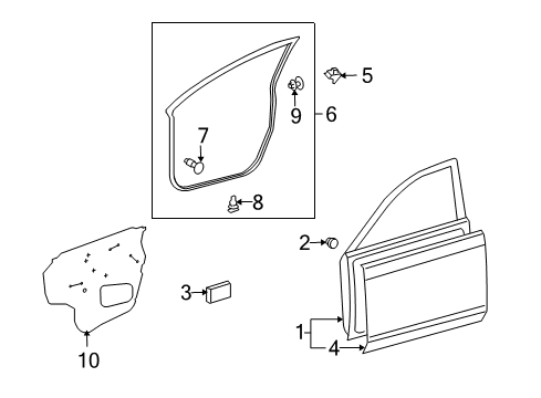 2009 Toyota Matrix Front Door Water Deflector Diagram for 67832-02230