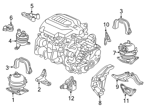 2020 Acura MDX Engine & Trans Mounting Bracket, Engine Mounting Base (Upper) Diagram for 50685-TZ5-A02