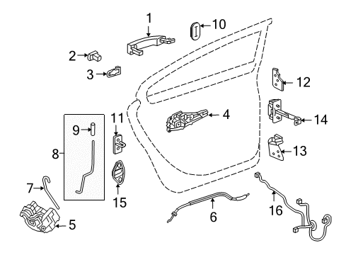 2013 Buick Regal Rear Door - Lock & Hardware Control Rod Diagram for 13249552