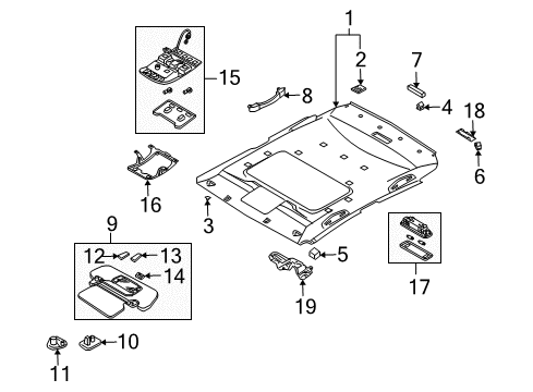 2004 Infiniti M45 Sunroof Lamp Assembly-Map Diagram for 26430-CR110