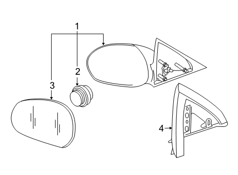 2009 Ford Escape Outside Mirrors Mirror Glass Diagram for 8L8Z-17K707-G