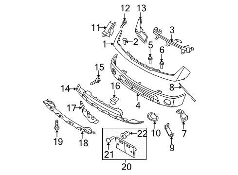 Diagram for 2006 Nissan Frontier Front Bumper 