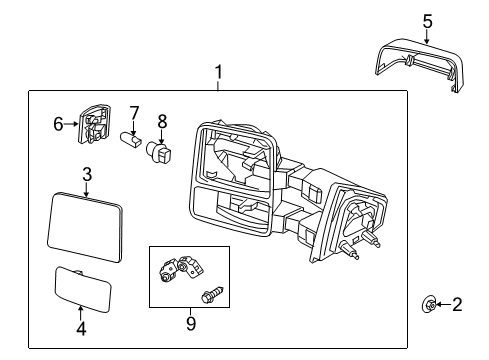 2013 Ford F-150 Outside Mirrors Mirror Glass Diagram for DL3Z-17K707-B