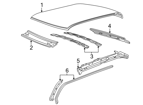 2002 Ford Explorer Sport Trac Roof & Components Weatherstrip Diagram for 1L5Z-3551823-AAA