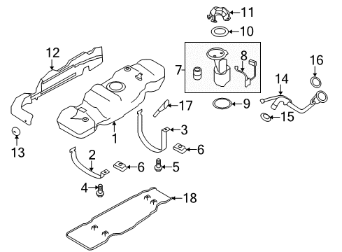 2011 Ford F-150 Fuel System Components Filler Pipe Diagram for CL3Z-9034-B