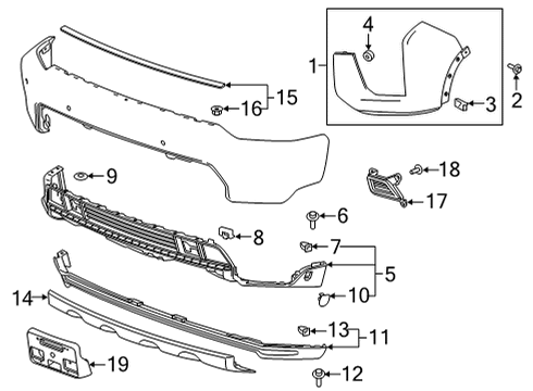 2021 Chevrolet Silverado 2500 HD Exterior Trim - Front Bumper Upper Molding Diagram for 84319818