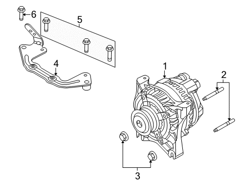 2010 Ford Mustang Alternator Mount Bracket Diagram for 7R3Z-10153-A