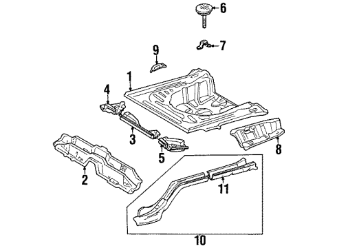 1999 Chevrolet Prizm Rear Body - Floor & Rails Panel, Rear Compartment Diagram for 94857128