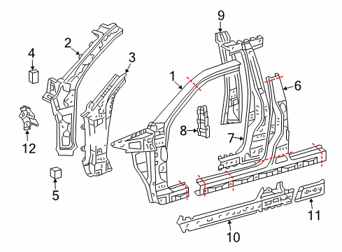 2006 Toyota 4Runner Center Pillar & Rocker, Hinge Pillar Hinge Pillar Diagram for 61131-35050