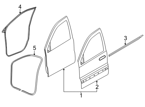 2013 Jeep Grand Cherokee Front Door WEATHERSTRIP-Front Door Belt Outer Diagram for 55399290AF