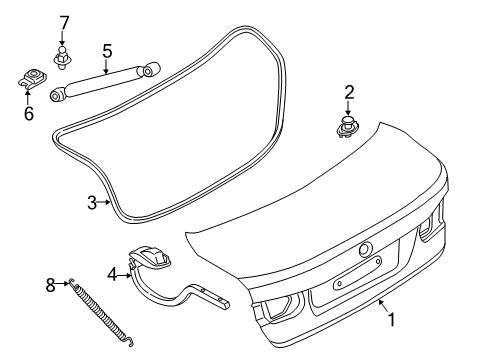 2015 BMW 328d Trunk Right Trunk Lid Hinge Diagram for 41007420784