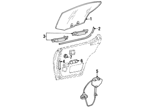 1995 Dodge Neon Rear Door - Glass & Hardware Rear Door Window Regulator Diagram for 4783338AB