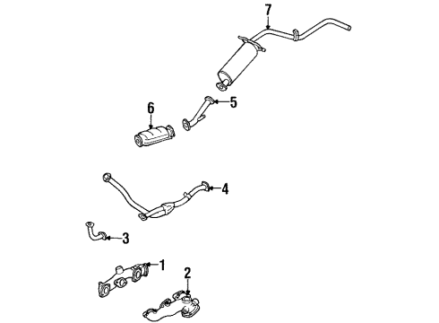 1988 Nissan D21 Exhaust Components, Exhaust Manifold Exhaust Tube Assembly, Center Diagram for 20030-10W00