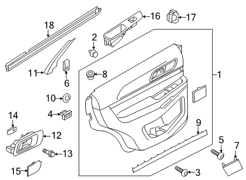 2017 Ford Explorer Interior Trim - Rear Door Handle, Inside Diagram for FB5Z-7822601-BG