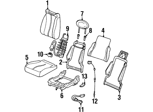 2001 Mercury Cougar Front Seat Components Seat Cushion Pad Diagram for 1S8Z63632A22AA