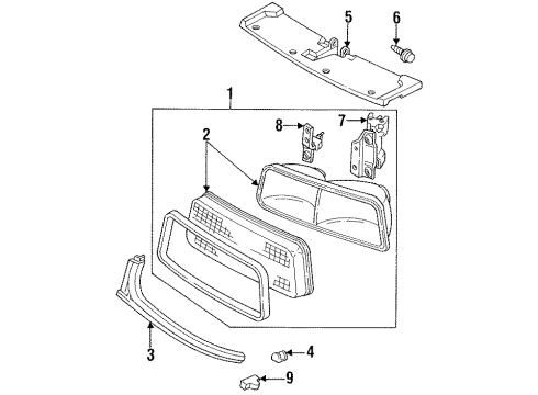 1992 Buick Regal Headlamps Bracket-Headlamp Bezel Diagram for 10079193