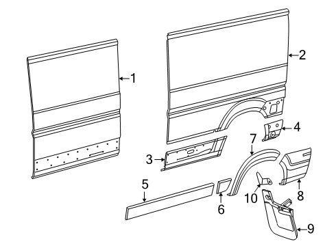 2015 Ram ProMaster 2500 Side Panel & Components, Exterior Trim Molding-Body Side Diagram for 1ZT46LAHAA