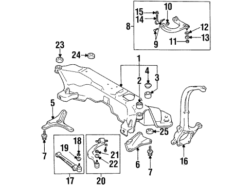 1997 Dodge Avenger Front Suspension Components, Lower Control Arm, Upper Control Arm, Stabilizer Bar Front Steering Knuckle Diagram for MR223628