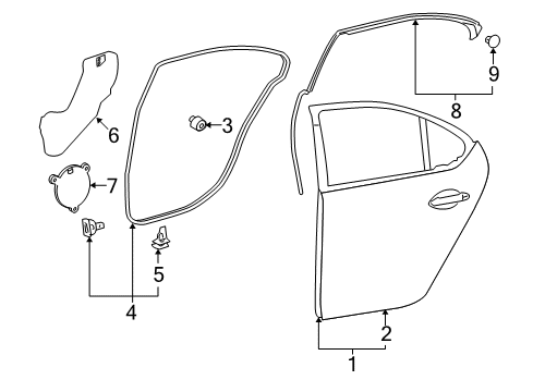 2007 Lexus LS460 Rear Door Cover, Rear Door Service Hole, RH Diagram for 67805-50020