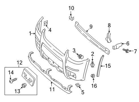 2004 Ford Escape Front Bumper Bumper Cover Clip Diagram for -W705971-S300