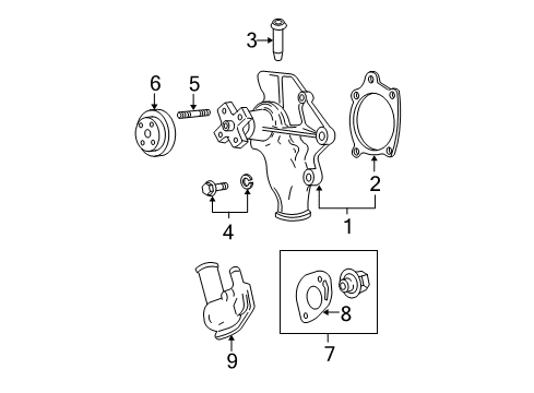 2001 Jeep Wrangler Water Pump Stud Diagram for J4006714