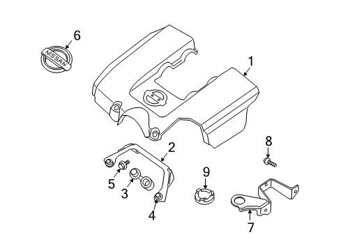 2004 Nissan Pathfinder Armada Engine Appearance Cover Grommet Diagram for 16557-VC200
