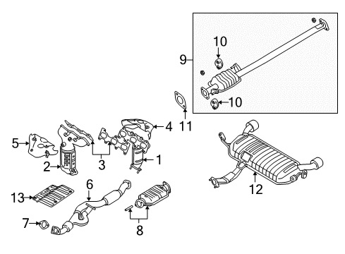2009 Hyundai Tucson Exhaust Components, Exhaust Manifold Catalytic Converter Assembly Diagram for 28950-37850