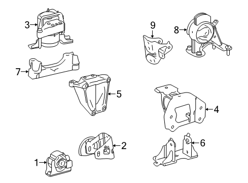 2017 Toyota RAV4 Engine & Trans Mounting Rear Mount Bracket Diagram for 12321-36090