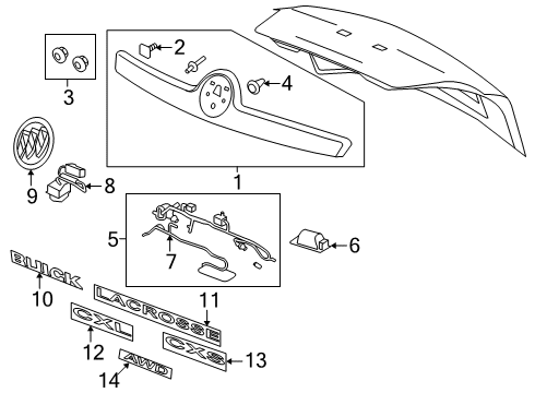 2011 Buick LaCrosse Exterior Trim - Trunk Lid Spoiler Stud Diagram for 11570701