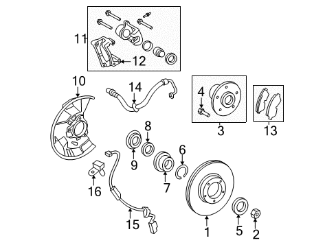 2007 Toyota Tacoma Front Brakes Axle Nut Diagram for 90177-A0013