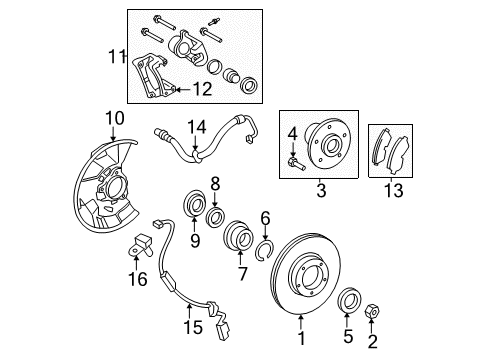 2007 Toyota Tacoma Front Brakes ABS Sensor Wire Diagram for 89516-04020