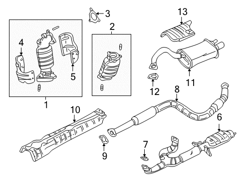 2001 Mitsubishi Eclipse Exhaust Components, Exhaust Manifold Front Exhaust Pipe Diagram for MR552251