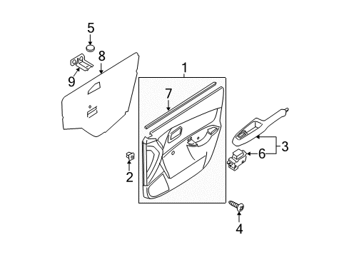 2007 Hyundai Accent Interior Trim - Door Weatherstrip-Front Door Belt Inside LH Diagram for 82331-1E200