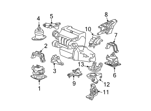 2004 Acura TSX Engine & Trans Mounting Plate, Transmission Mount Stopper (Upper) Diagram for 50875-SEA-E02