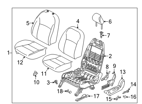 2018 Nissan Kicks Driver Seat Components Pad Assy-Cushion, Front Seat LH Diagram for 87361-5RL0A