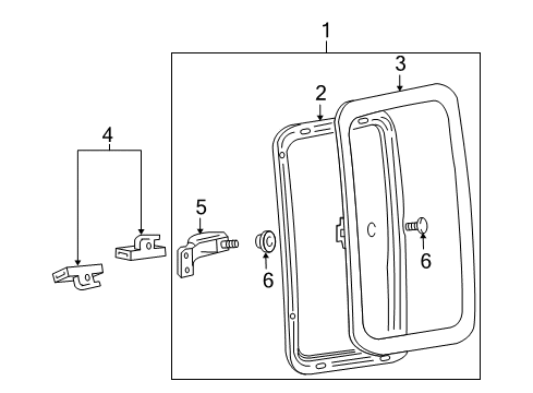 2010 Ford F-350 Super Duty Rear Door - Glass & Hardware Window Molding Retainer Diagram for 6C2Z-16310A90-AA