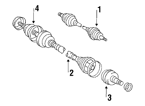 1987 Toyota Corolla Axle Shaft - Front Front Cv Joint Boot Kit Diagram for 04438-17011