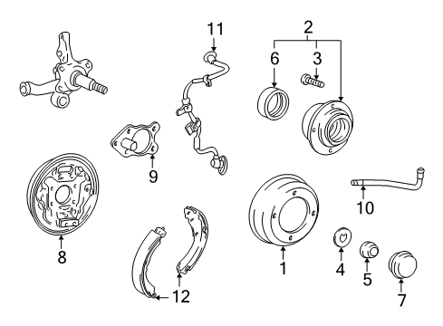 2001 Hyundai Accent Brake Components Cap-Wheel Hub Diagram for 52746-25000