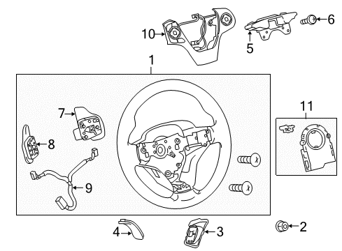 2017 Toyota Camry Steering Wheel & Trim Switch Assembly Diagram for 84250-06580