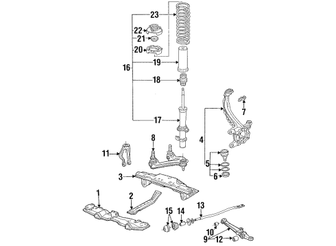 1991 Honda Accord Front Suspension Components Hub Assembly, Front Diagram for 44600-SM4-020