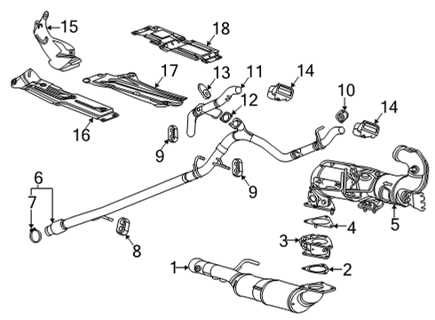 2020 GMC Sierra 1500 Exhaust Components Muffler & Pipe Diagram for 84797265