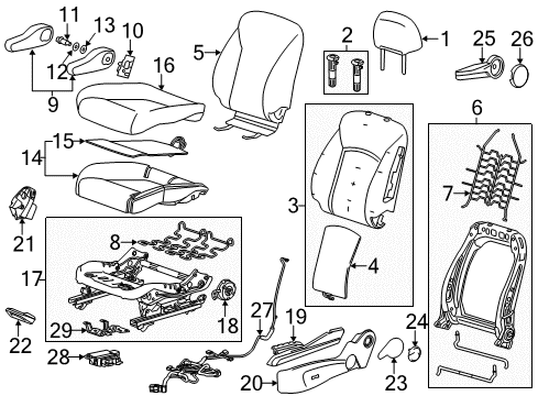 2013 Chevrolet Sonic Driver Seat Components Tilt Lever Cap Diagram for 95031887