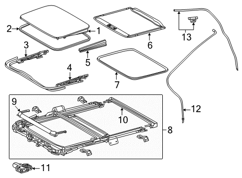 2014 Toyota Prius C Sunroof Motor Diagram for 63260-52110