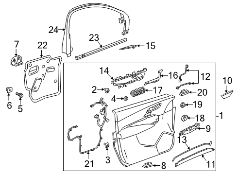 2019 Cadillac XT4 Interior Trim - Front Door Handle, Inside Cap Diagram for 84445165