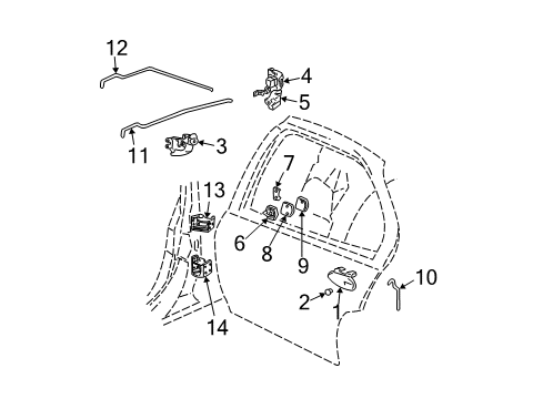 1997 Buick Regal Door & Components Hinge Asm-Rear Side Door Lower Diagram for 10304612