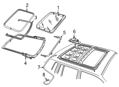 2011 Lincoln Town Car Sunroof Sunroof Glass Diagram for 6W1Z-54500A18-AA